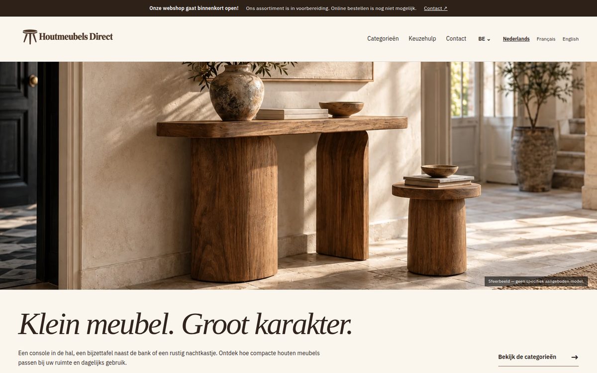 Page d'accueil de Houtmeubels Direct