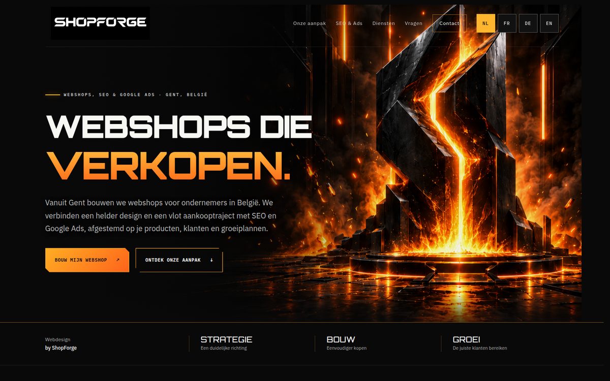 Page d'accueil de ShopForge